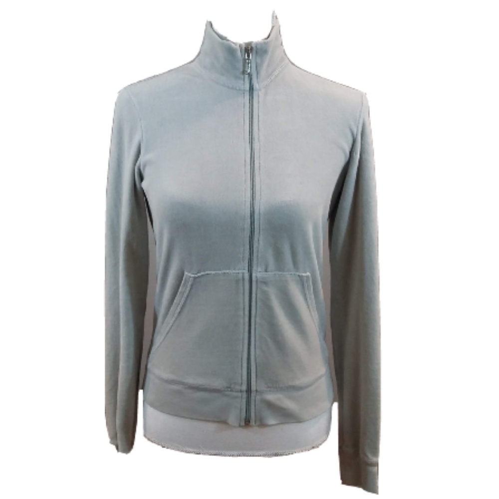 Juicy Couture Light Gray Velvet Long Sleeve Jacket